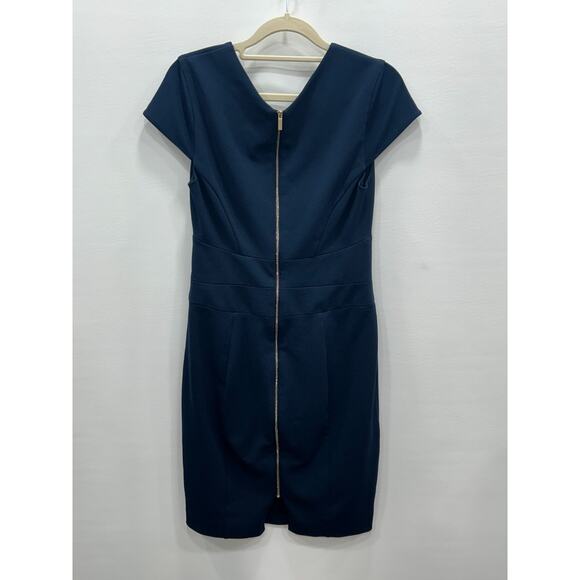 Slate and Willow Womens Sheath Dress Cap Sleeve Back Zip Career Navy Blue Size 6 - Picture 2 of 8